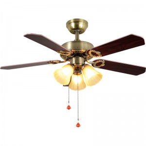 ventilatore a soffitto in legno con lampada (UNI-106)