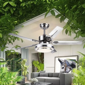 Led brushed nickel ceiling fan with light(UNI-293)