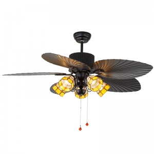 Tiffany lamp leaf ceiling fan (UNI-237)