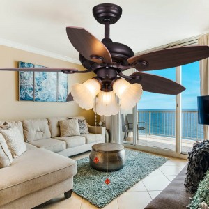 Wood blades electric ceiling fan with light (UNI-108-1)