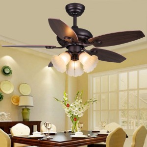 Wood blades electric ceiling fan with light (UNI-108-1)