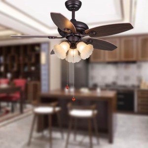 Wood blades electric ceiling fan with light (UNI-108-1)